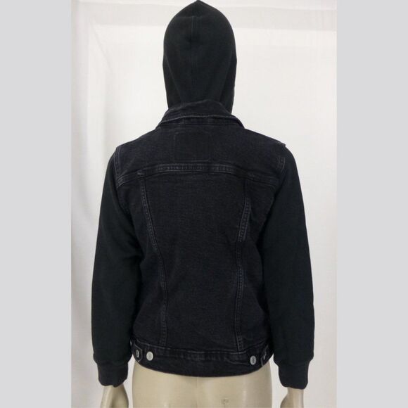 Levis' Black Denim Hybrid Hoodie Trucker Jacket - Picture 4 of 12